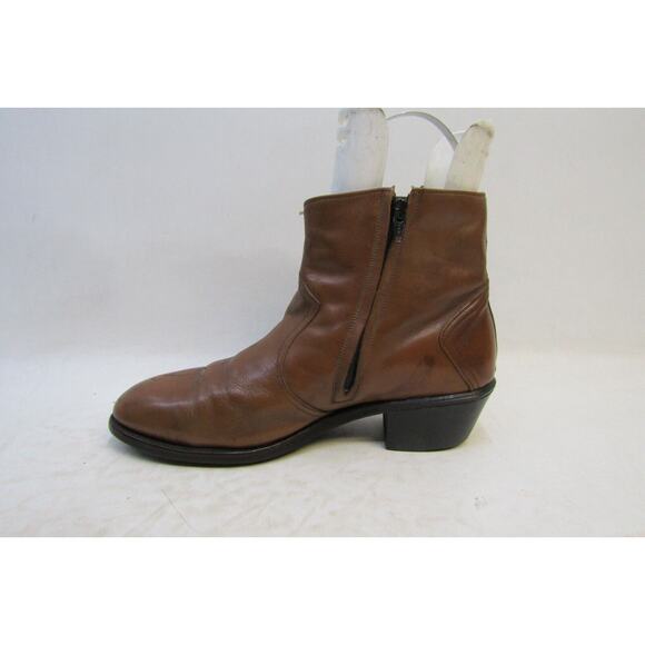 Acme Mens Size 9 EE Brown Leather Ankle Zip Western Cowboy Boots main image 11